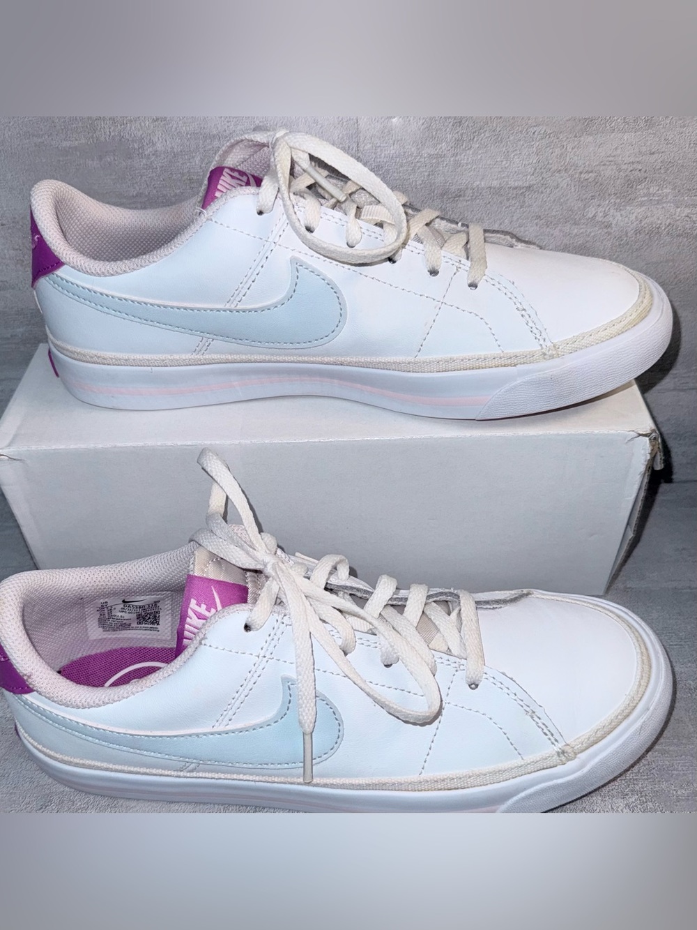 Nike Court Legacy Next Nature White Pink Low Top Sneakers Boys Youth Size 6Y